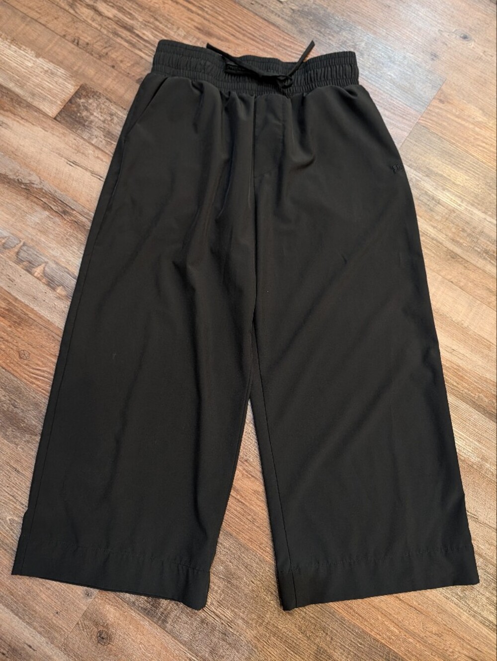 Albion Audrey Wide Leg Pants Slight Crop Pull On Black Sz M Petite